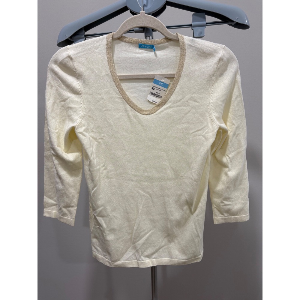 NWT J Mclaughlin Candlelight U Neck Pullover Sweater Off White Size XS Cream
